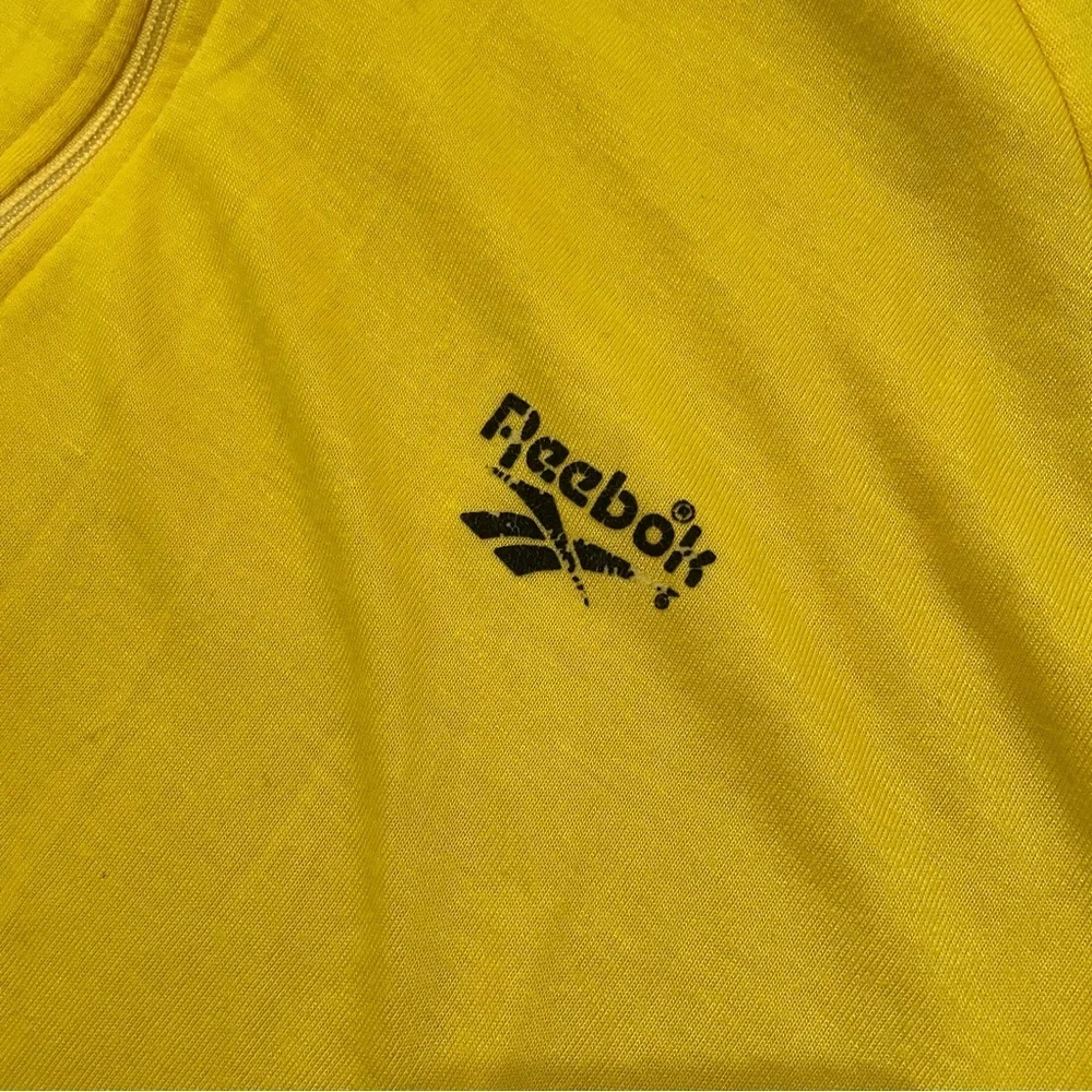 Vintage Reebok Yellow Cycling Jersey Made inUSA Size XL Short Sleeve Quarter Zip